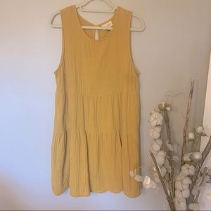 Mustard Tiered Sleeveless Universal Threads Babydoll Dress